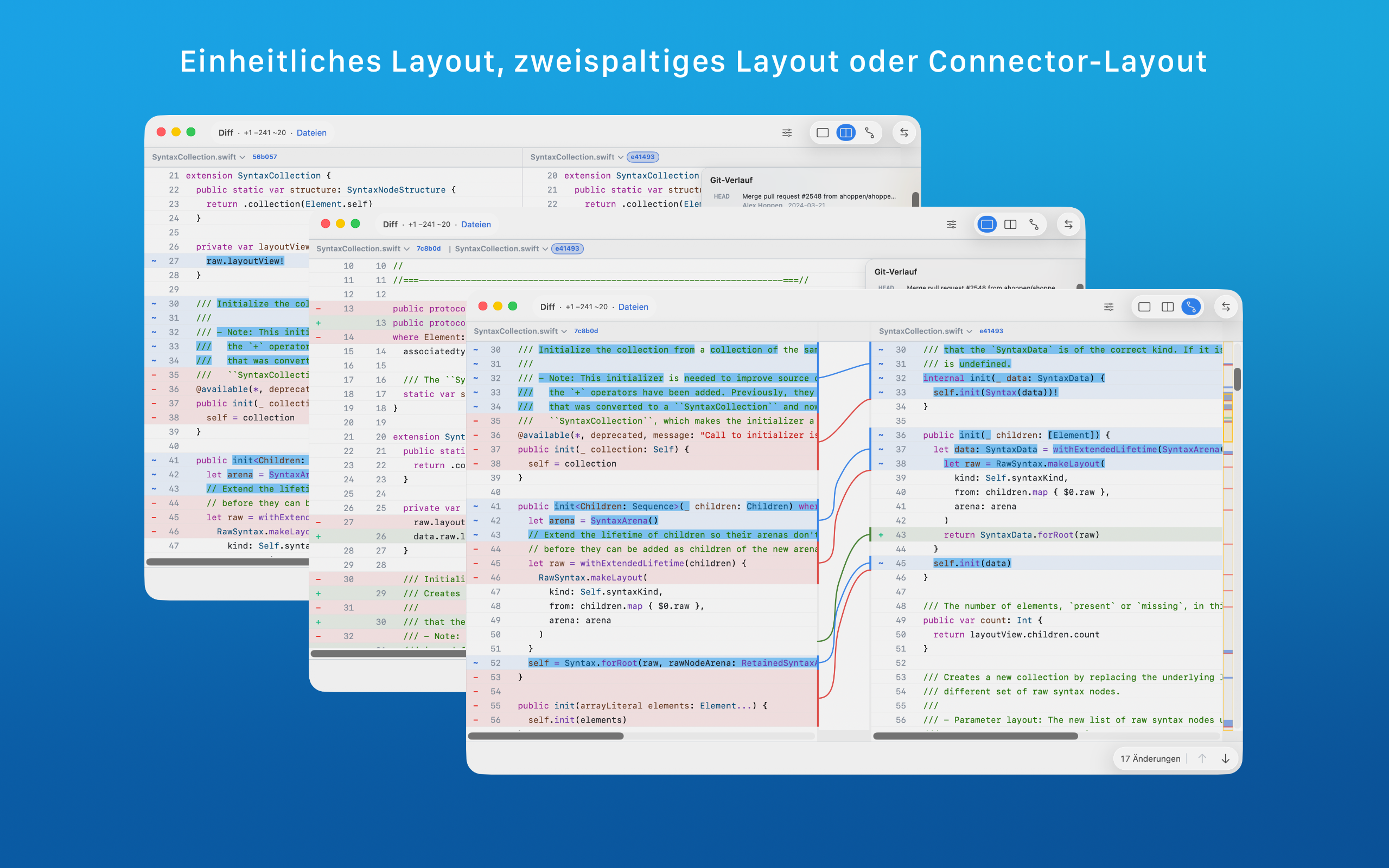 ABDiff Text-Diff-Ansicht auf macOS