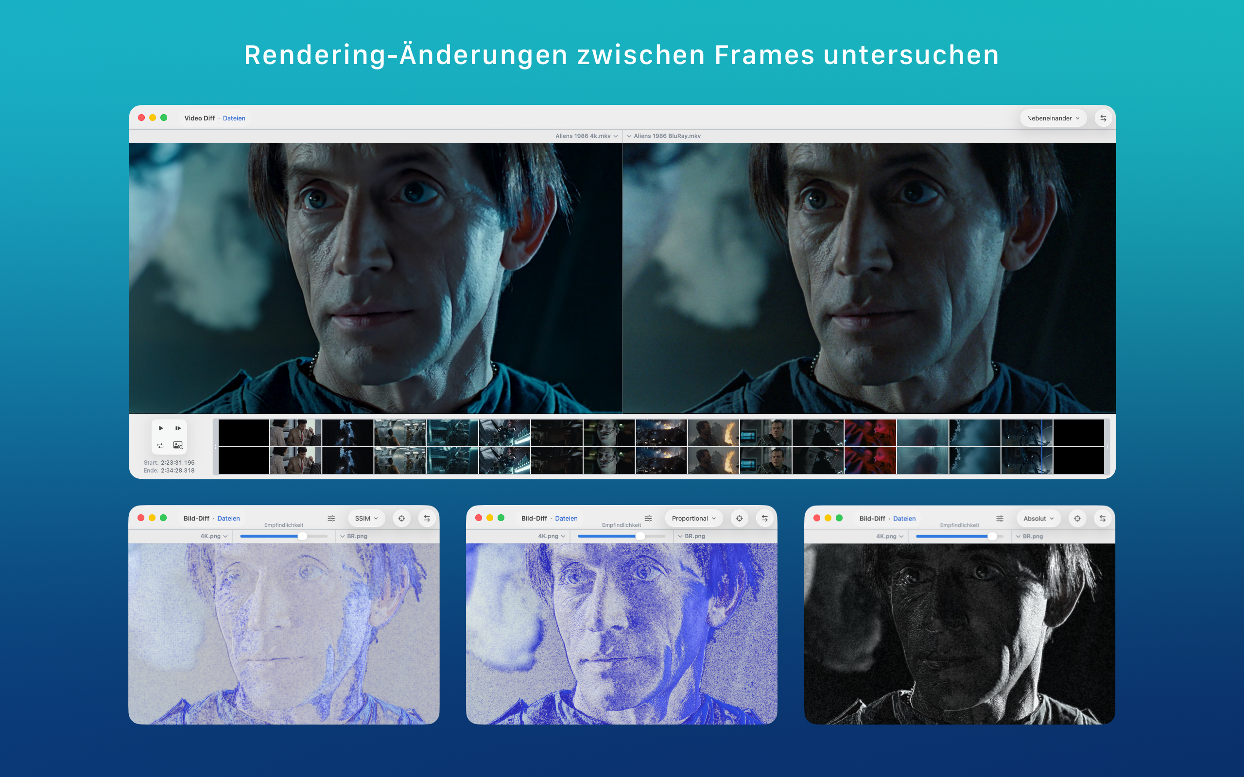 ABDiff Videovergleich auf macOS