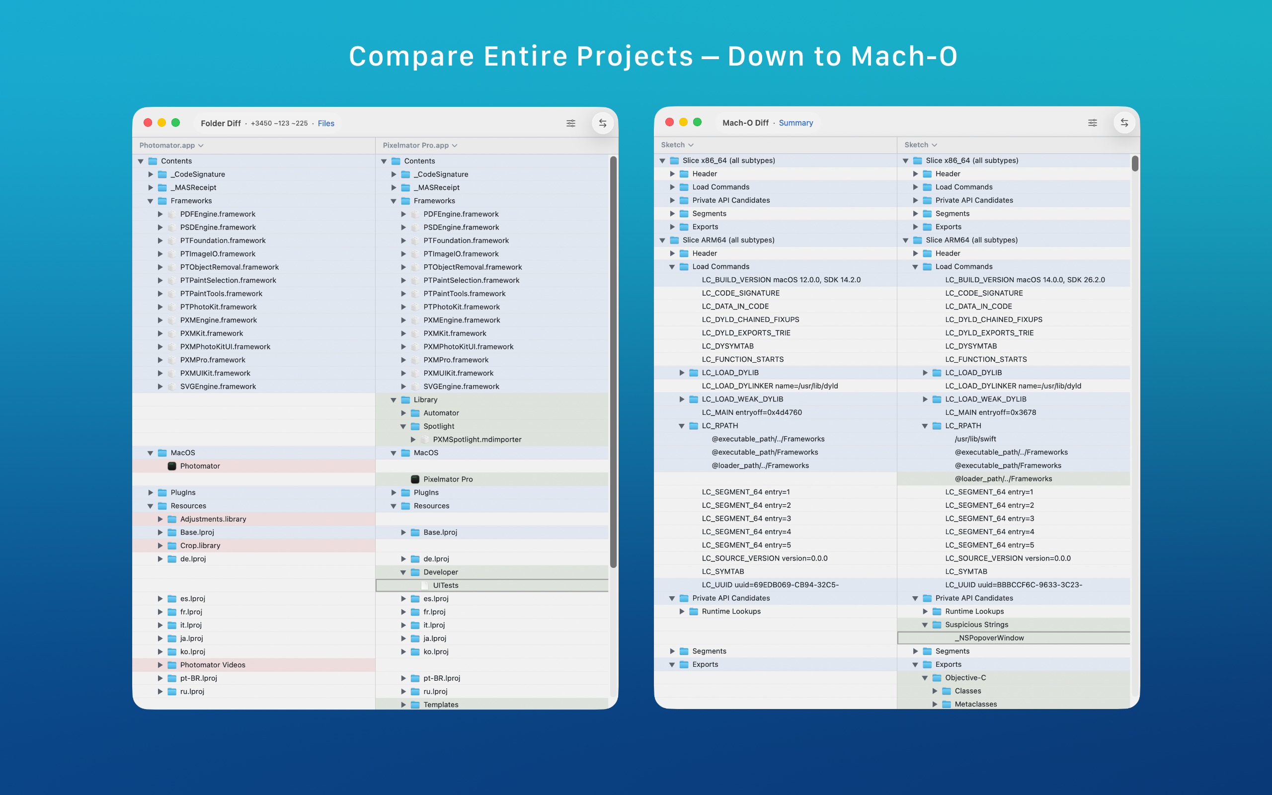 ABDiff folder comparison view on macOS