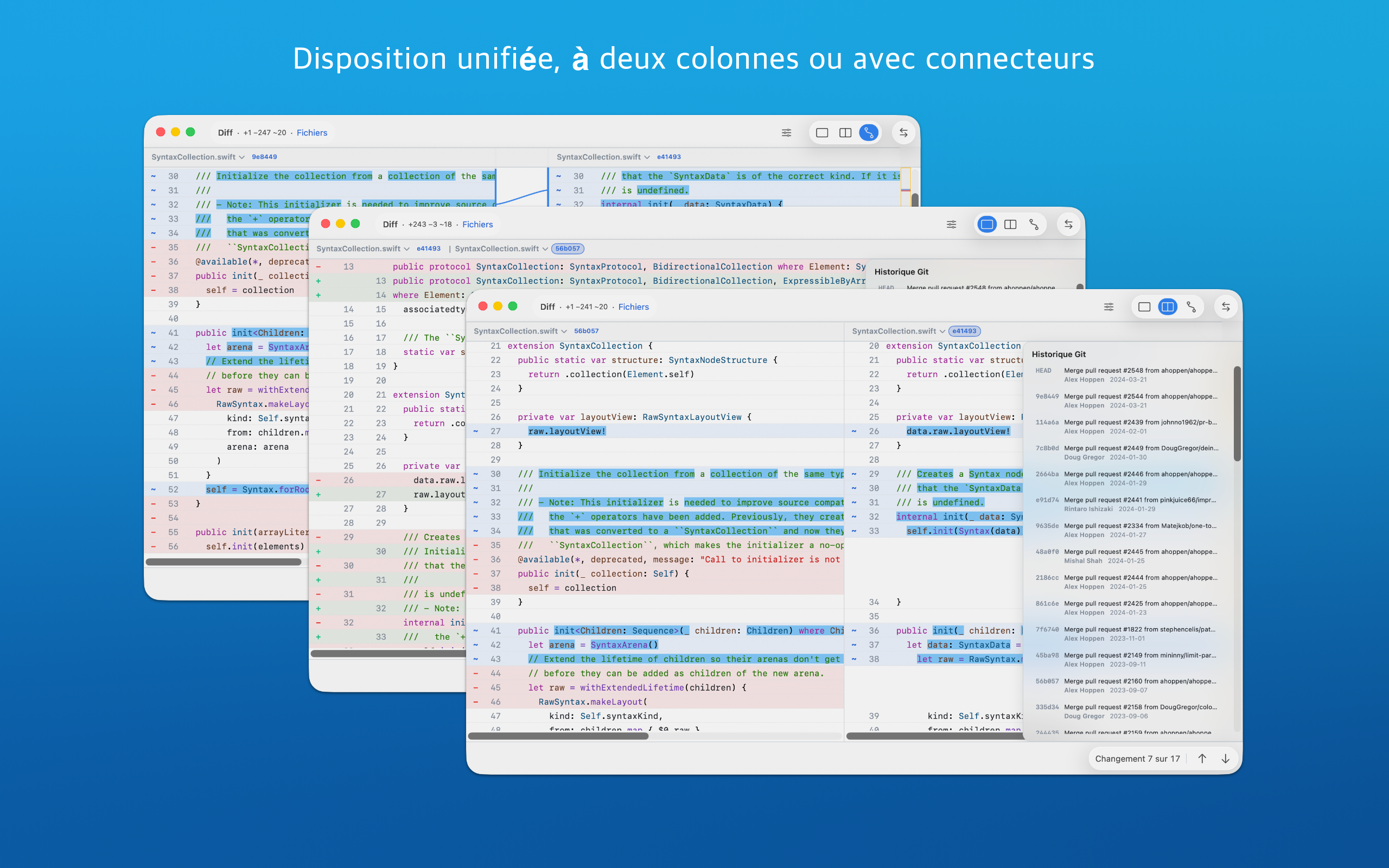 Vue de diff texte ABDiff sur macOS