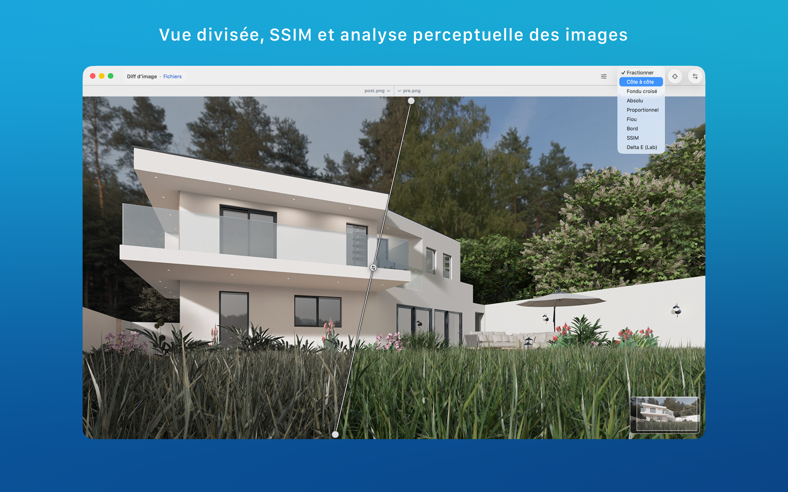 Modes de comparaison d’images ABDiff sur macOS