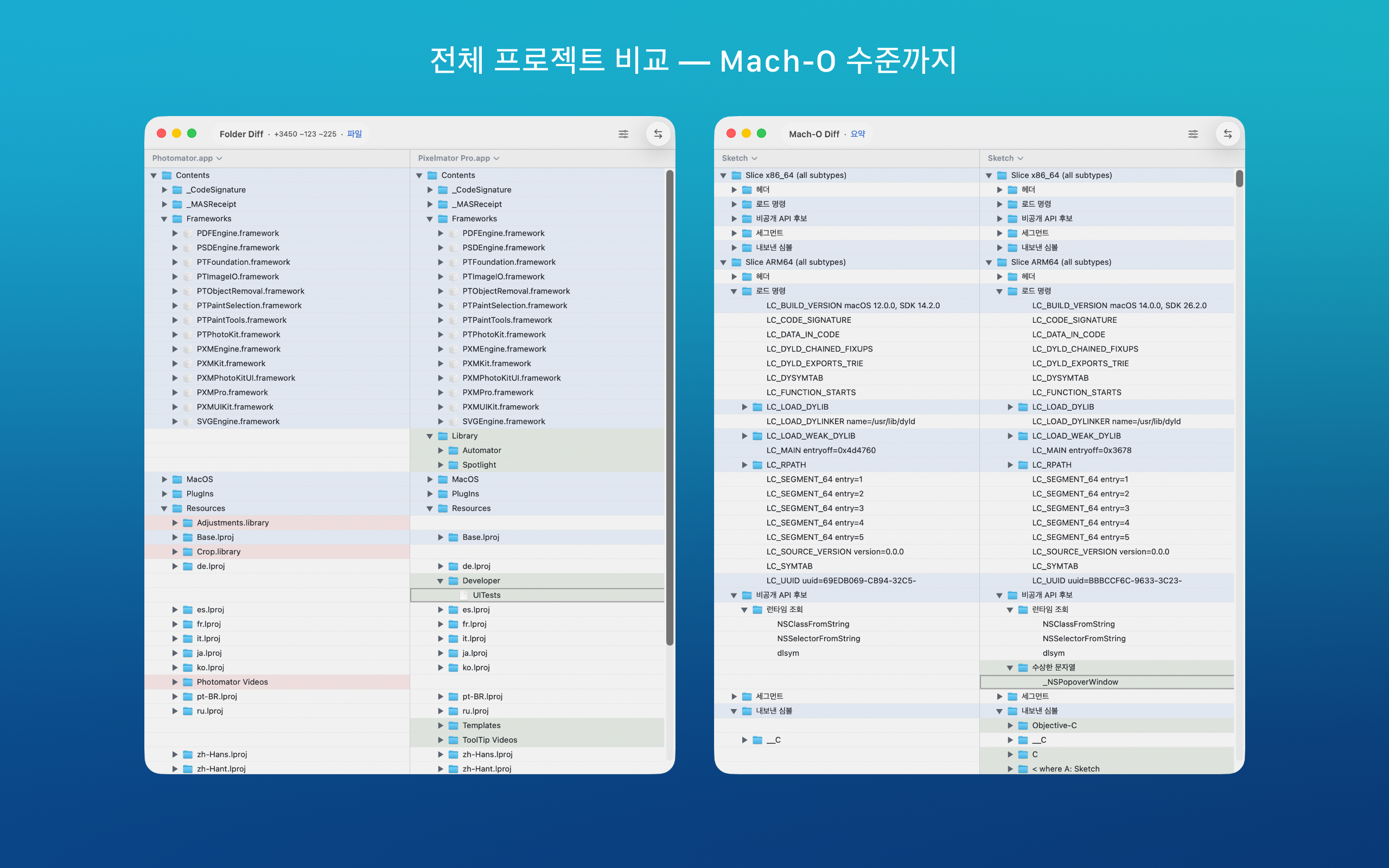 macOS의 ABDiff 폴더 비교 보기