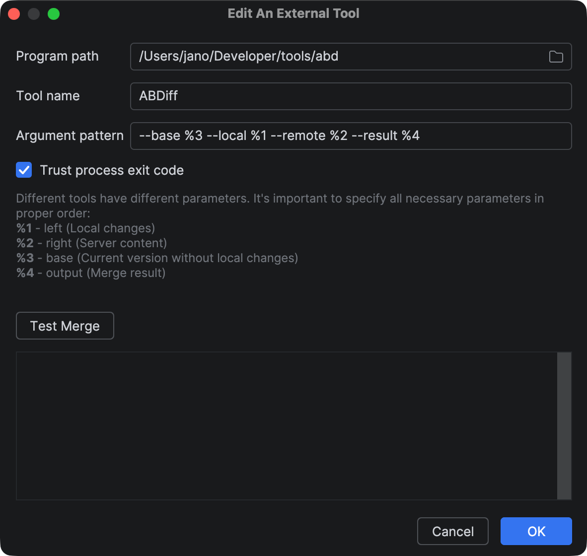 Tools ▸ Diff & Merge ▸ External Diff Tools