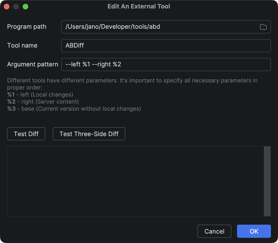 Tools ▸ Diff & Merge ▸ External Diff Tools