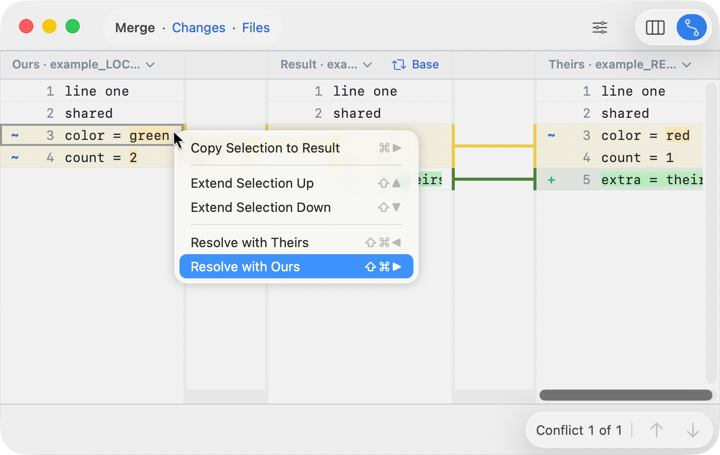 任意の行を右クリックすると利用可能な操作が表示されます